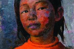 Semen Chuikov (1902-1980). Girl in orange. 1979 year. Oil on cardboard, 34.2х23 cm.